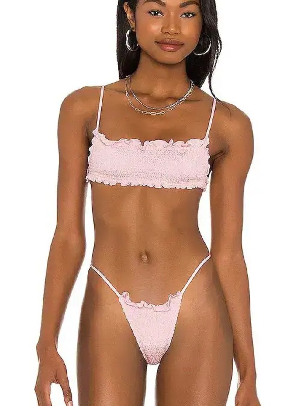 Indah Swimwear Jav Solid Ruched Tube Bikini Top Size S Summer Vacation Revolve